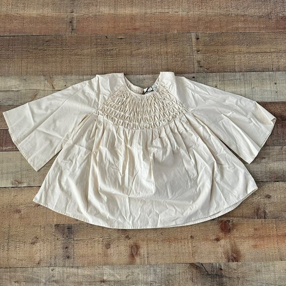 Joh Tops - Joh Wilder Top Oversized Smocked Blouse in Cream -XS
